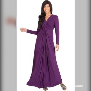 NWT Koh Koh Long Sleeve Elegant Purple Maxi Dress